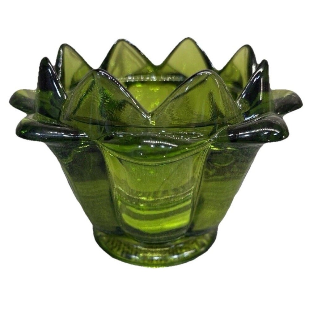 Vintage Viking Glass Green Flowerlite Flower Frog Artichoke MCM Rare - Very Nice